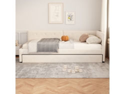 Cama Auxiliar 90x200 Cm, Tela De Terciopelo, Cama Nido 90x190 Cm, Sofá Cama, Estilo Minimalista, Beige