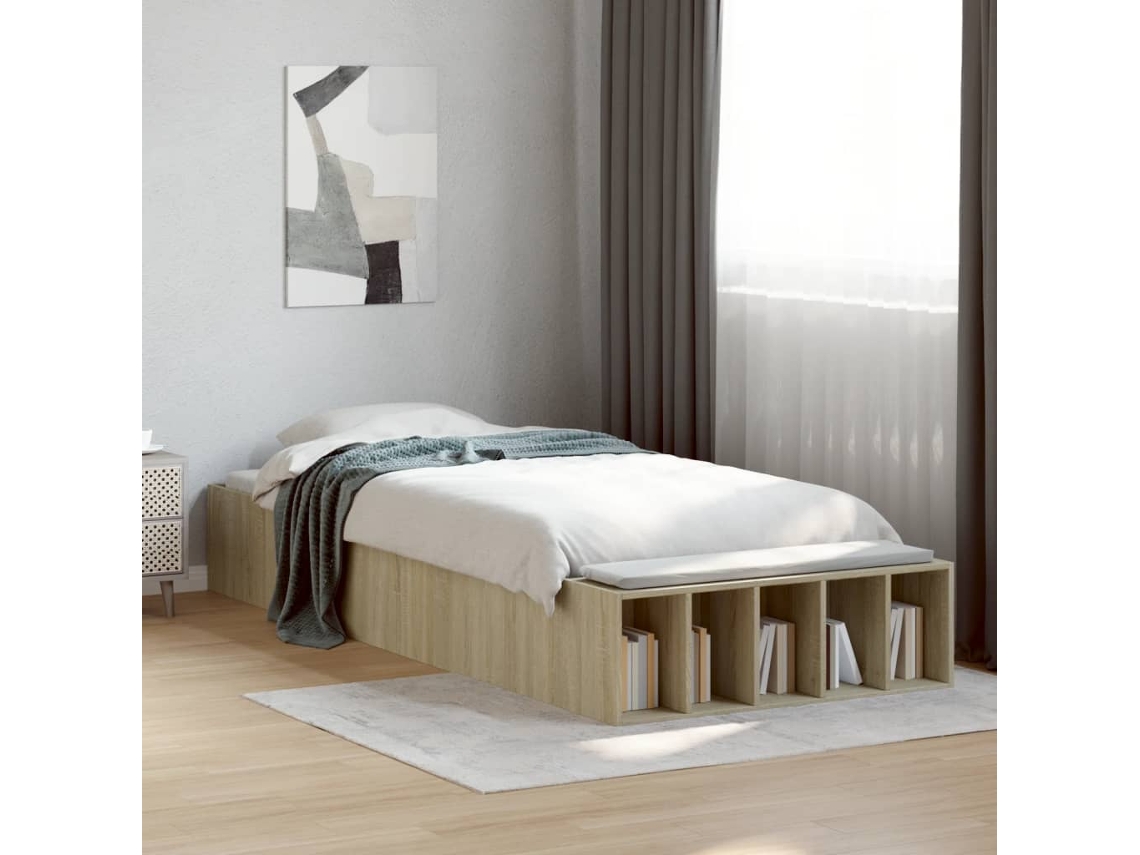 Estructura de cama madera de ingeniería roble Sonoma 90x200 cm