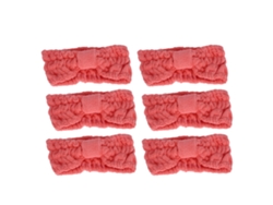 6 diademas de microfibra rosa con lazo elástico
