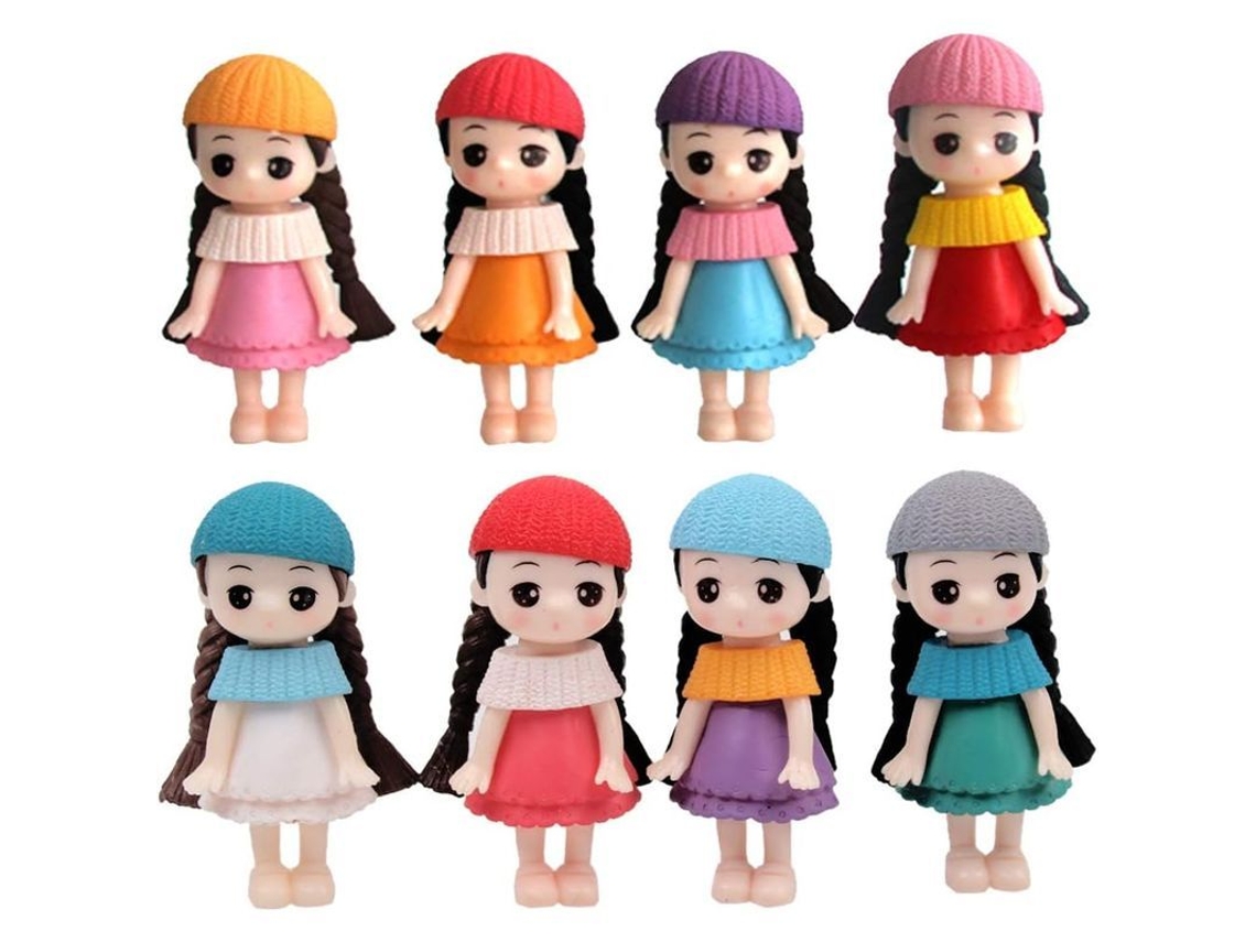 Set De 8 Muñecas Kawaii, Juguetes De Jardín Para Decorar Pasteles Para Niñas