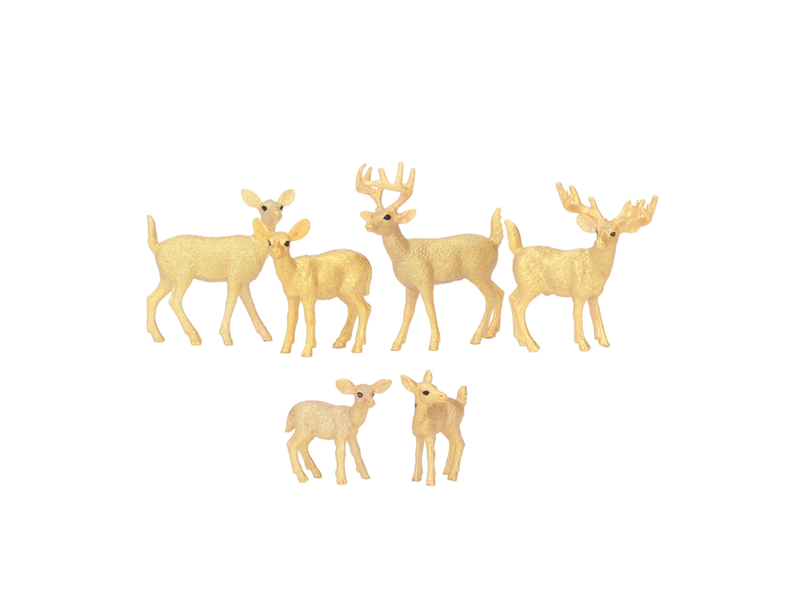 Figura De Ciervo De Cola Blanca De 6 Piezas, Animal De Simulación, Plástico Dorado, Para Decoración, A Partir De 3 Años.