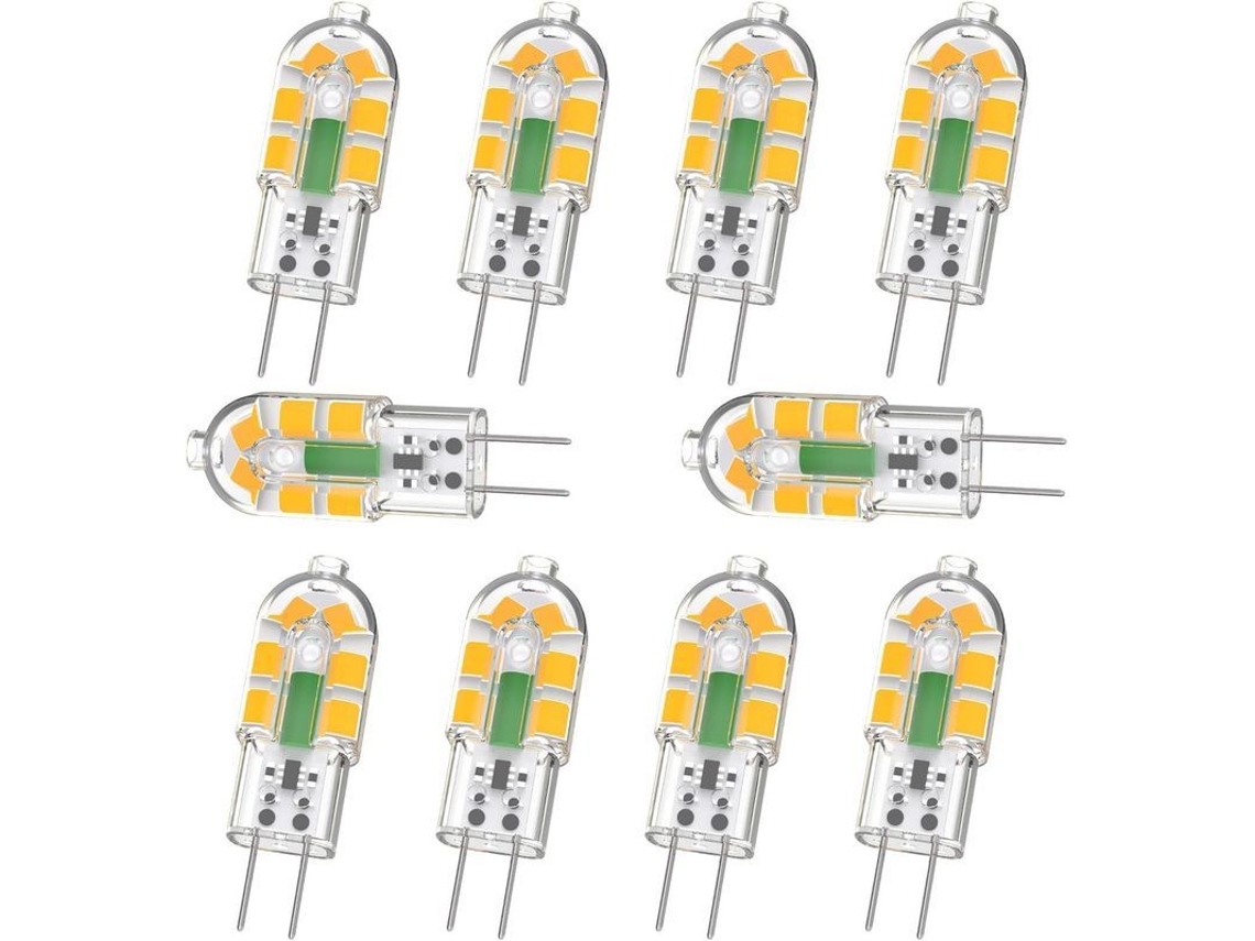 Bombilla Led G4 De 2w Y 200lm, Equivalente A Una Halógena De 20w, Luz Blanca Cálida De 3000k, Alimentación Ac/dc De 12v, Paquete De 10 Unidades.