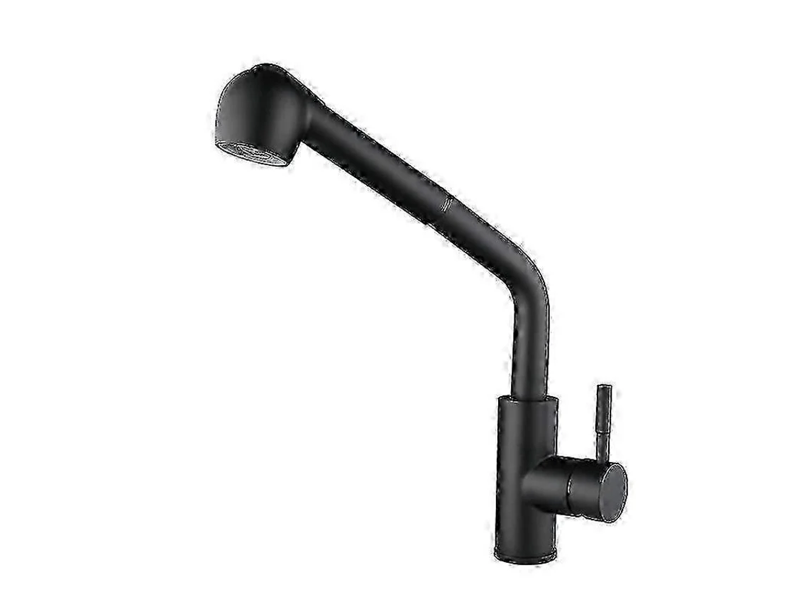Extensible Grifo De Cocina Con Rociador Extraíble, Negro Acero Inoxidable Monomando Grifo Para Fregadero