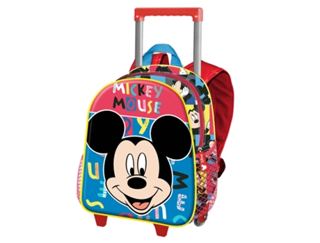 Mickey Mouse Joyful Mochila 3D con Ruedas Pequeña, Azul