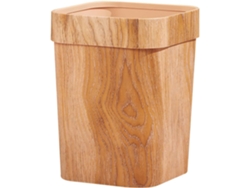 Papelera cuadrada con efecto madera, plástico PP, 14 L, ligera y duradera, ideal para la oficina y la cocina.
