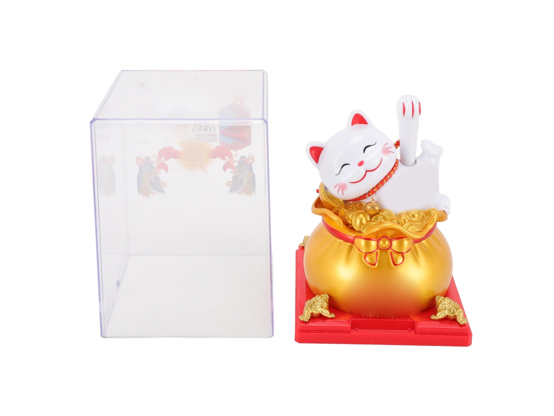 Gato De La Suerte Con Brazo Móvil, Alimentado Por Energía Solar, Luz De Inducción Decorativa De Abs, Regalo, Dorado, Hogar, Coche, Oficina