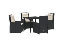 Conjunto de comedor de jardín Vidaxl de 5 piezas con ratán negro