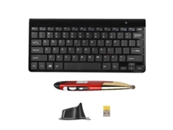 Teclado Y Ratón Inalámbricos Portátiles Km-801 Slim 2.4g Para Portátiles, Ordenadores De Sobremesa Y Smart Tv, Negro + Rojo