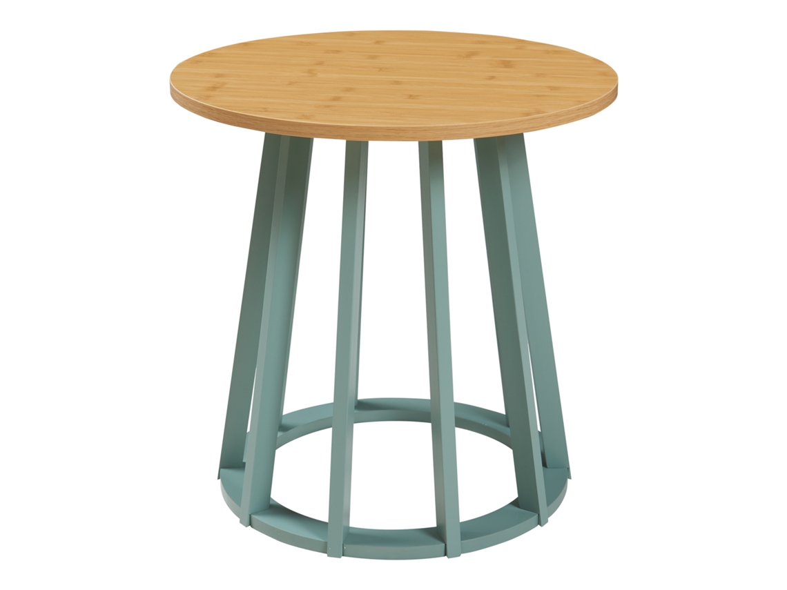 Mesa auxiliar Lensuu 48xø48 cm Verde pastel/Roble [EN.CASA]