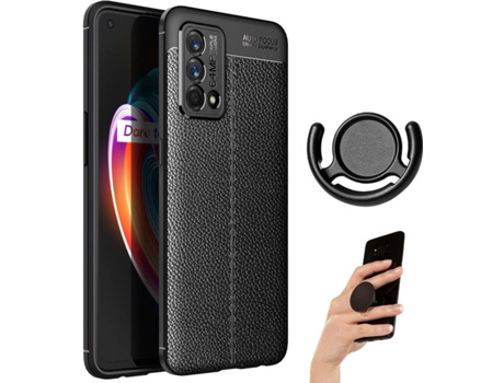 Kit Funda, Popsocket y Soporte Realme GT Master Rugged Leather Negro