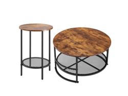 Conjunto de mesa redonda de 3 piezas Succebuy de 800 x 800 x 465 mm con 2 mesas auxiliares