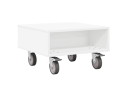 Mesa de comedor | Mesa auxiliar con ruedas, blanca, 50,5 x 50 x 30 cm