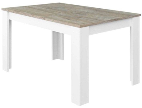 Mesa de Comedor HABITDESIGN Kendra Blanco (Blanco Artik – Roble Alaska - Melamina - 140–190 x 78 x 90 cm)