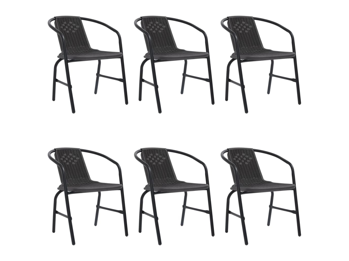 Sillas de jardín (6 unidades, mimbre, plástico y acero, 110 kg, DKD Home Decor)