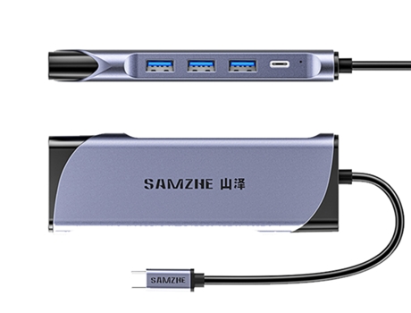 Adaptador SAMZHE Dk-S10 10In1 Tipo-C a HDMI VGA Sd/TF 1000Mbps Pd100W 3Usb3.0 para Huawei Mate40/P50 S20