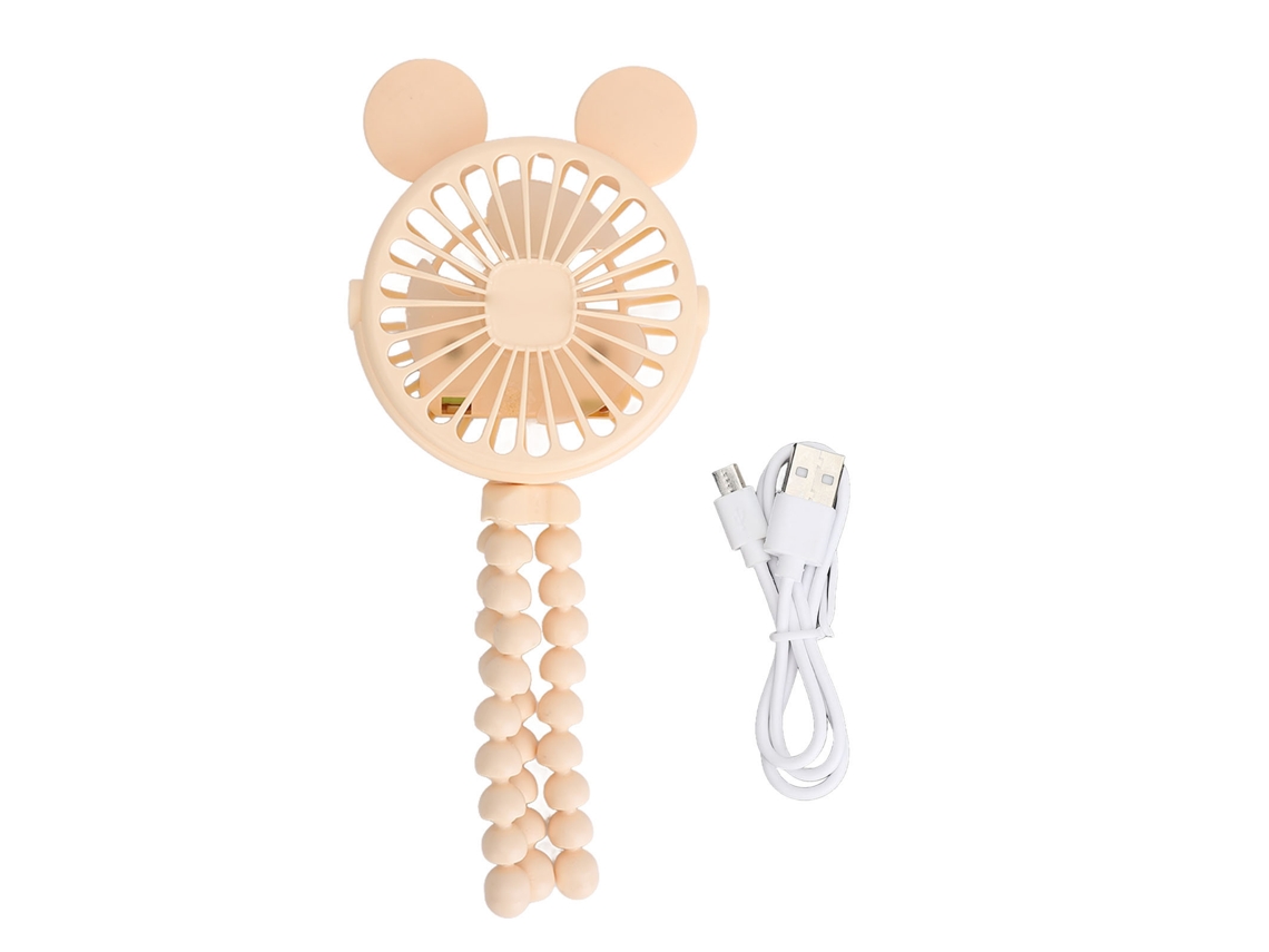 Ventilador trípode flexible con 3 velocidades, luz nocturna LED y portátil para cochecito (amarillo)