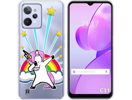 Carcasa para Realme C31 TUMUNDOSMARTPHONE Dibujos Transparente Unicornio Multicolor