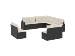 Maison Exclusive - Set De Sofás De Jardín 11 Pzas Y Cojines Ratán Sintético Negro