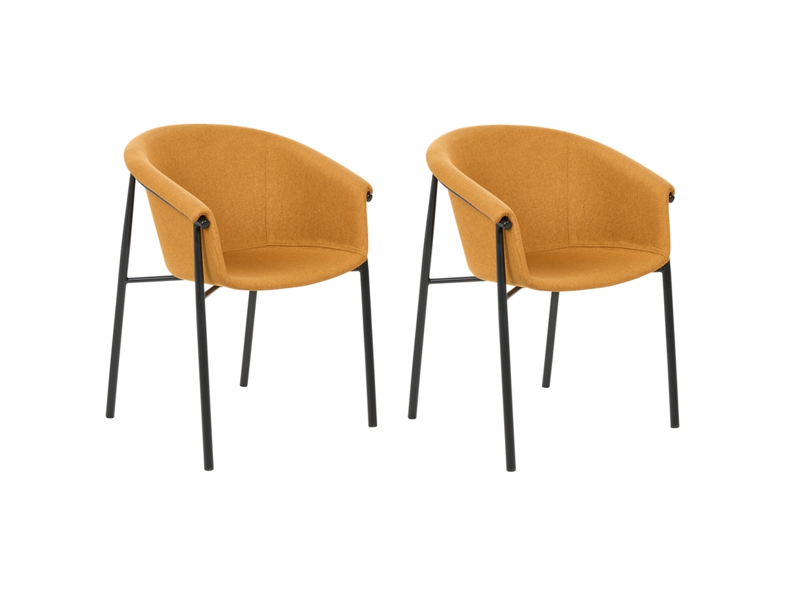 Conjunto de cadeiras com assento fundo de tecido BELIANI Ames de Poliéster Laranja 57x56x80