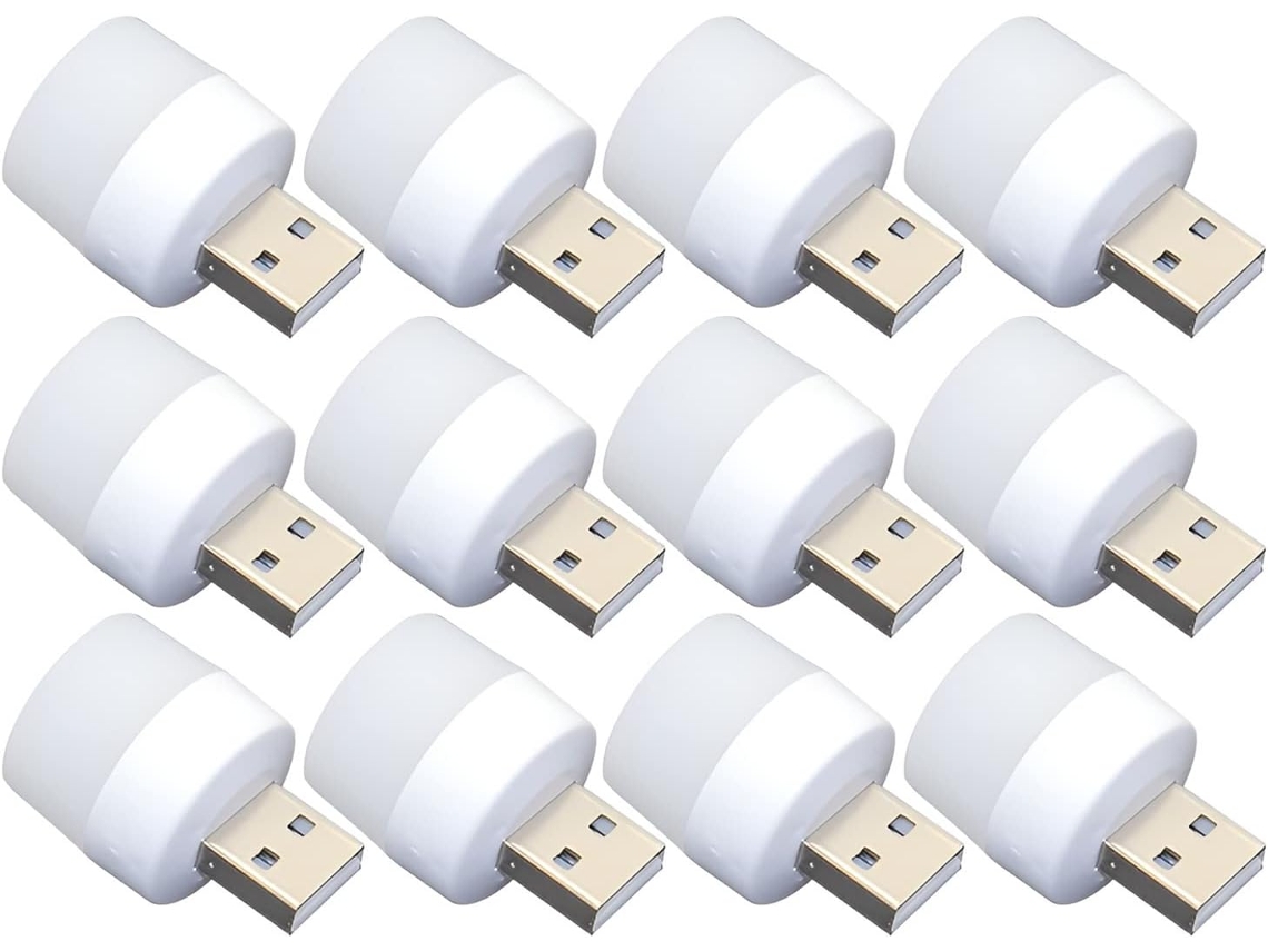 Mini luz nocturna USB, juego de 12 bombillas enchufables, luz blanca PRIME KANG