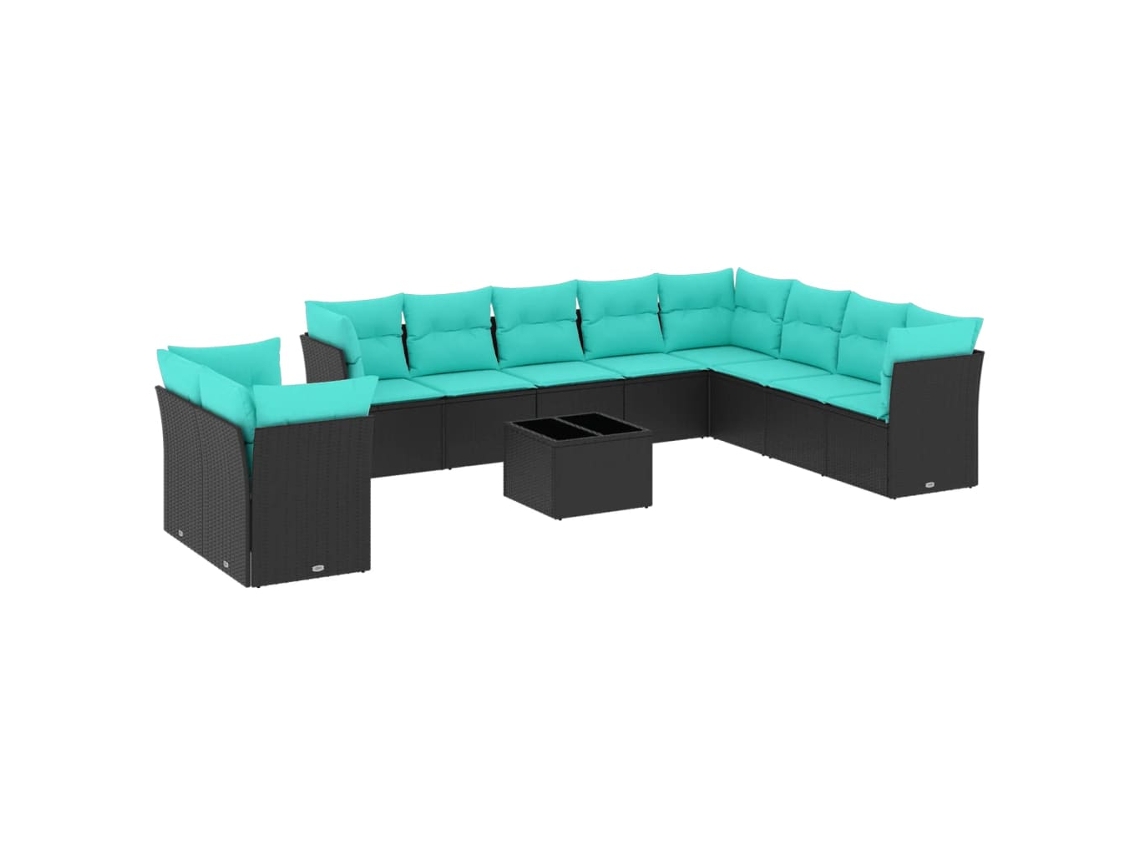 Maison Exclusive - Conjunto De Sofá De Jardín De 11 Piezas Con Cojines, De Poliratán Negro