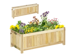 Macetero plegable de madera con 4 patas para cultivo, 70x30x25 cm, acabado natural.