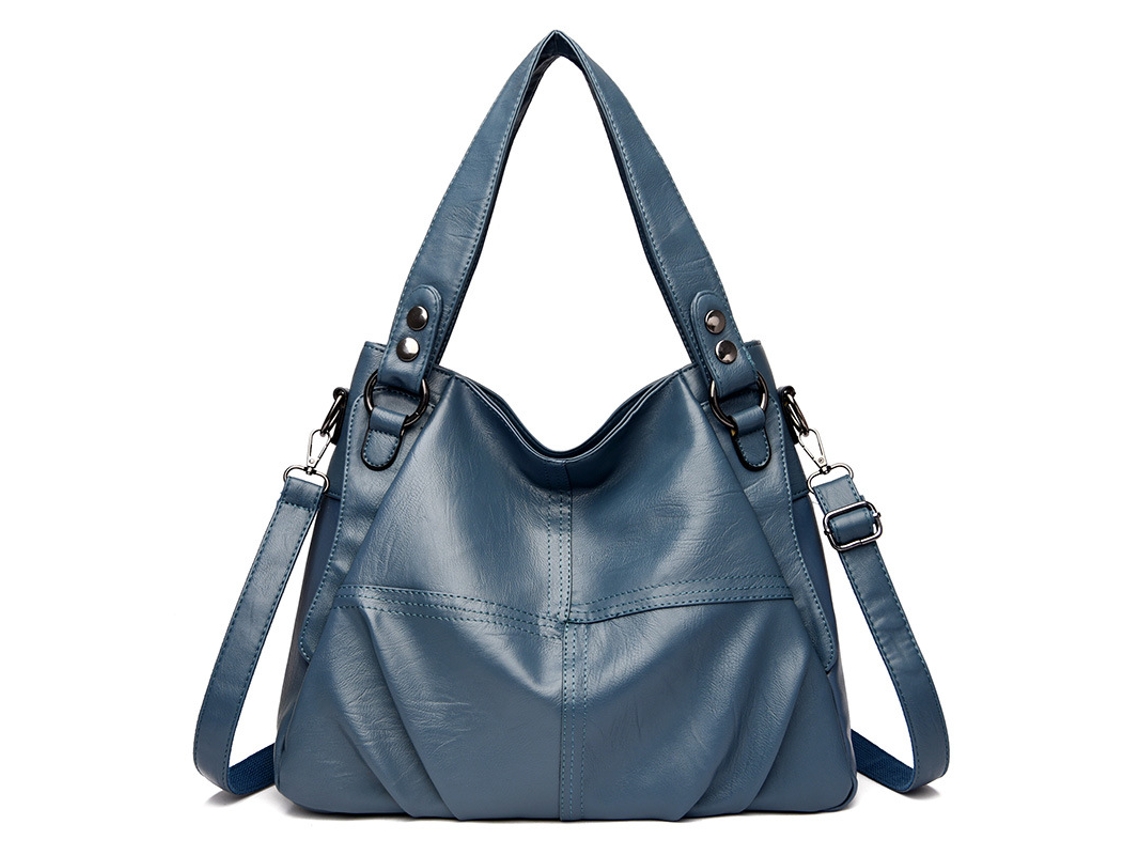 Bolso de mano de piel suave para mujer, bandolera estilo mensajero, estilo hobo, azul claro Digitallab