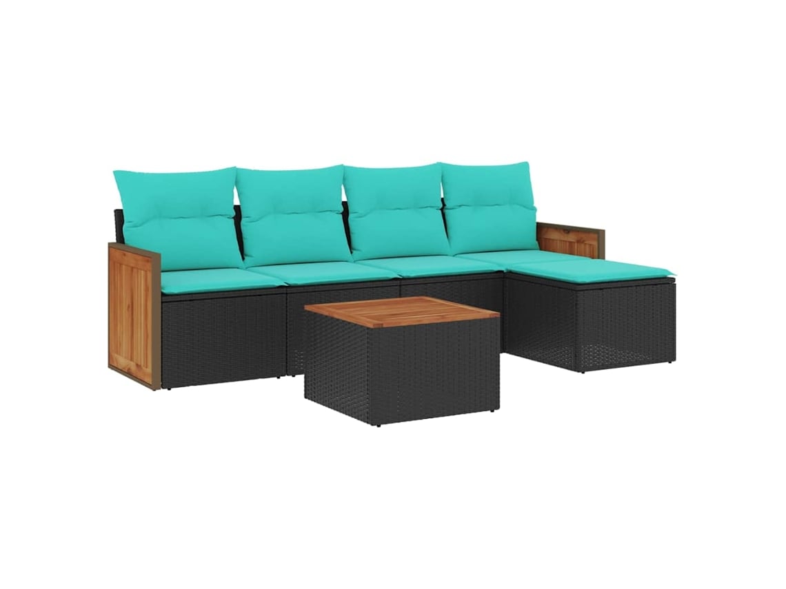 Maison Exclusive - Conjunto De Sofá De Jardín De 6 Piezas Con Cojines, De Poliratán Negro