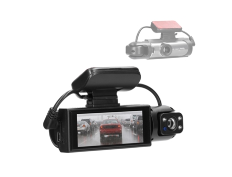 Cámara de salpicadero automática con grabadora de vídeo para coche con doble lente en varios idiomas negro