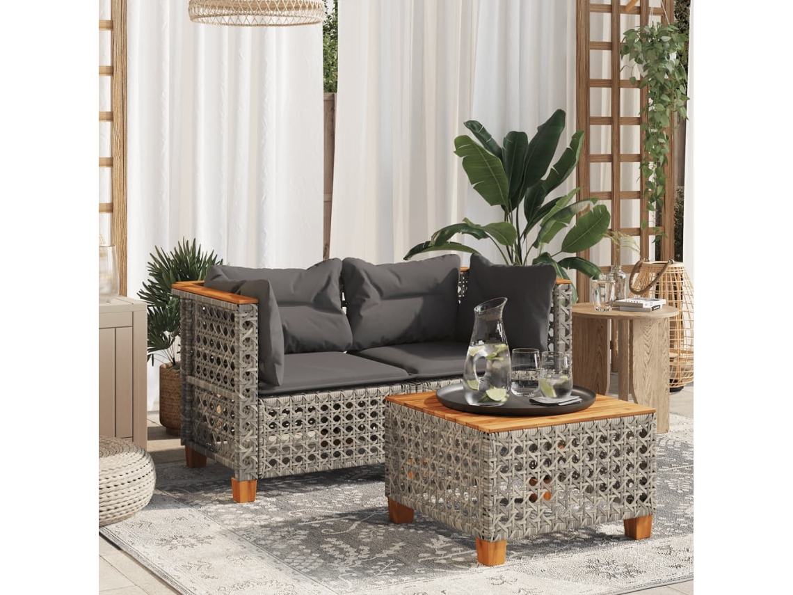 Sofás esquineros de jardín de dos piezas con cojines en ratán ámbar de DKD Home Decor