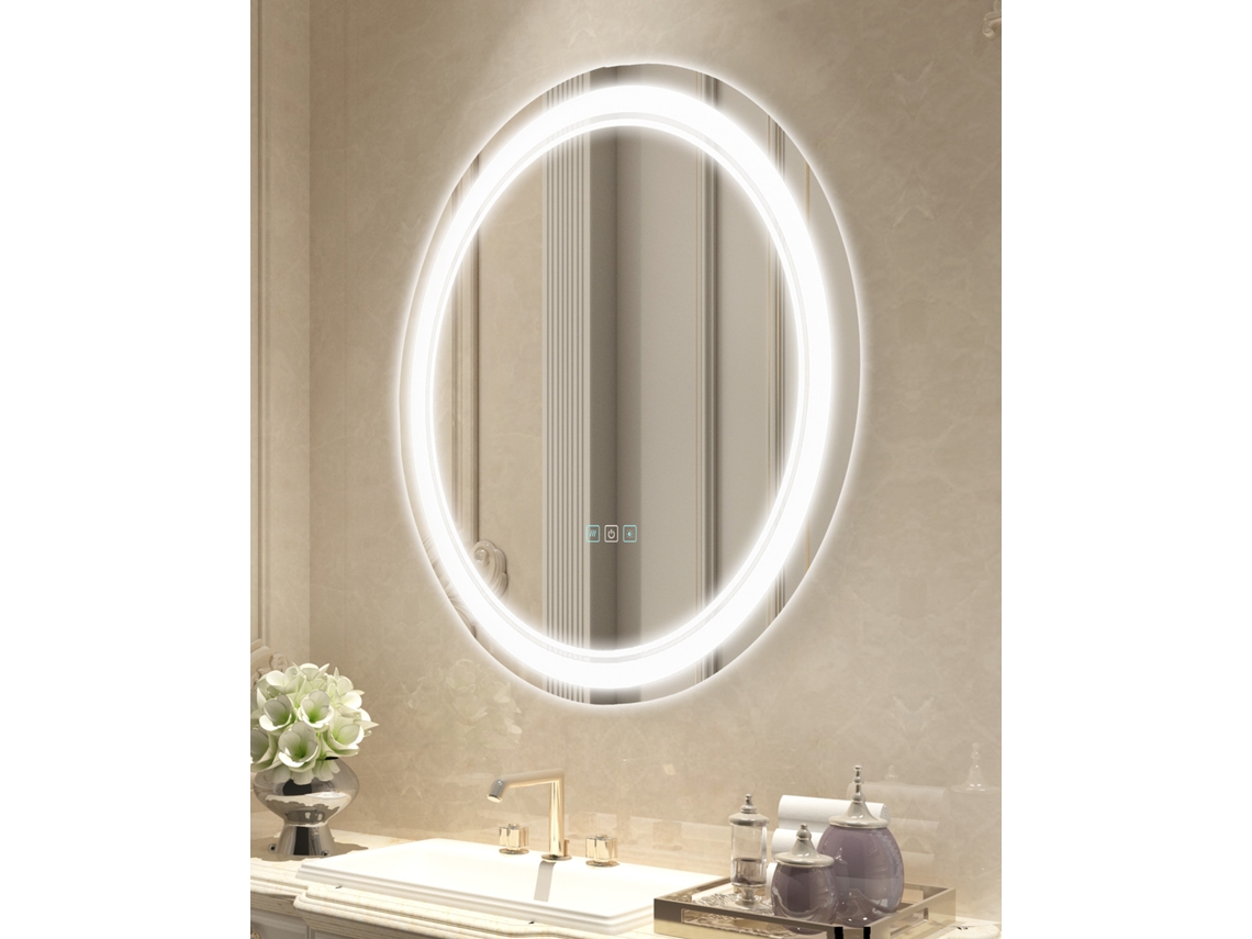 Succebuy Espejo De Tocador Redondo Antivaho 3 Colores Montaje Pared 600 X 21,6 Mm