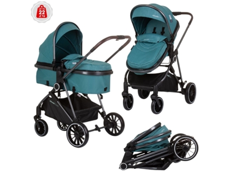 Carrito de Bebé Duo Convertible AURA hasta 22 kg teal CHIPOLINO