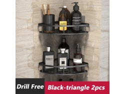 Estantes de ducha de esquina, organizador de bañera, estante triangular negro Jortmrd