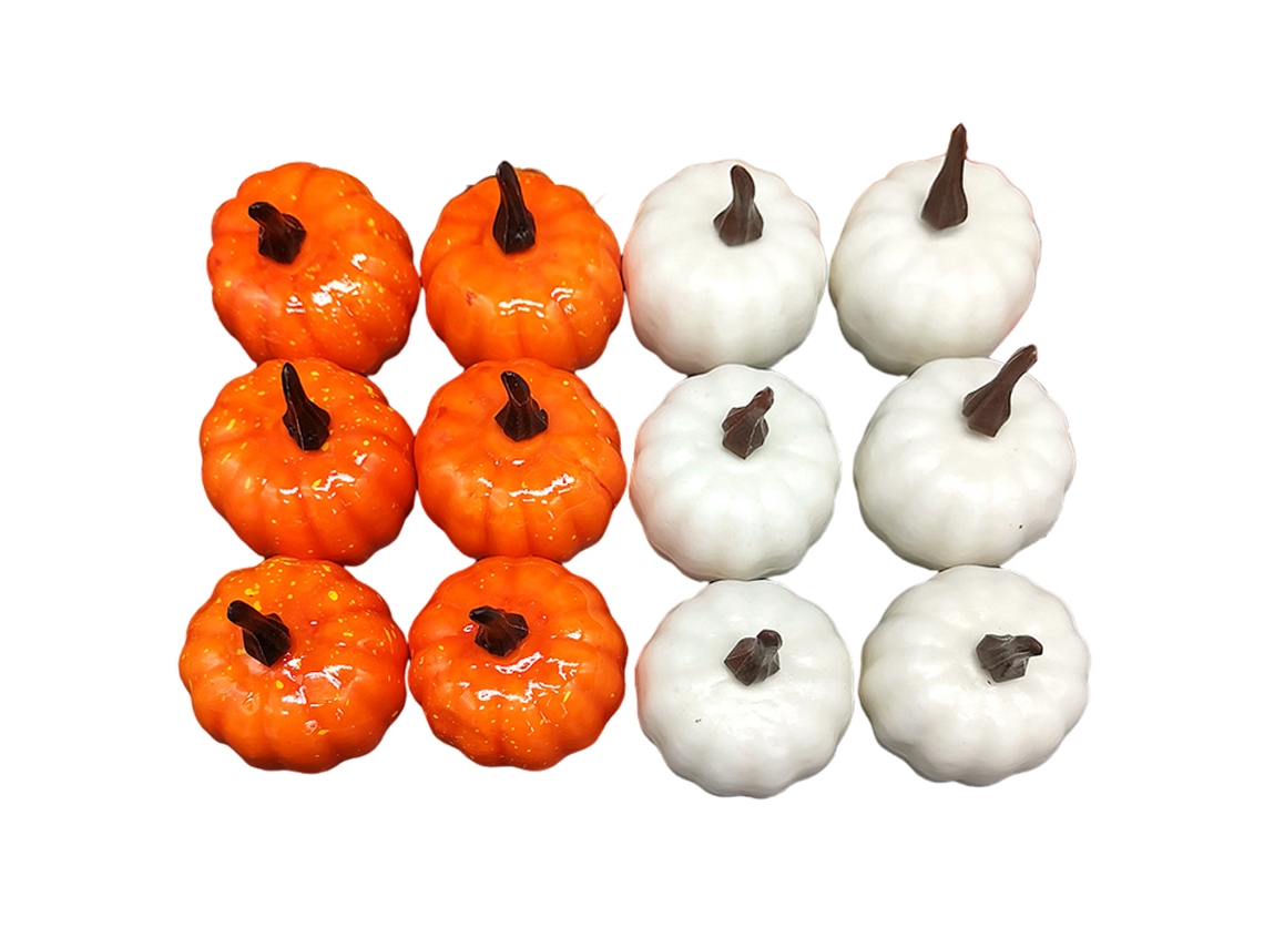Decoraciones artificiales de calabaza para otoño, Navidad y Acción de Gracias - 12 piezas