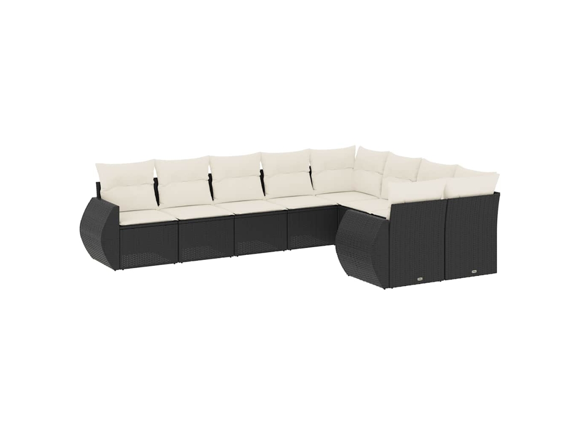 Maison Exclusive - Set De Sofás De Jardín 8 Piezas Y Cojines Ratán Sintético Negro