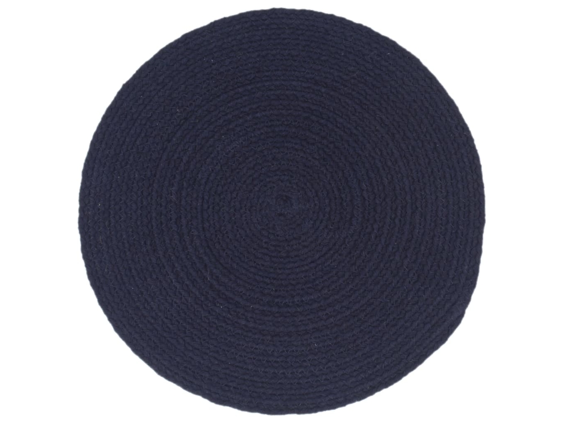 Maison Exclusive - Mantel Individual Redondo 4 Uds Algodón Azul Marino Liso 38 Cm