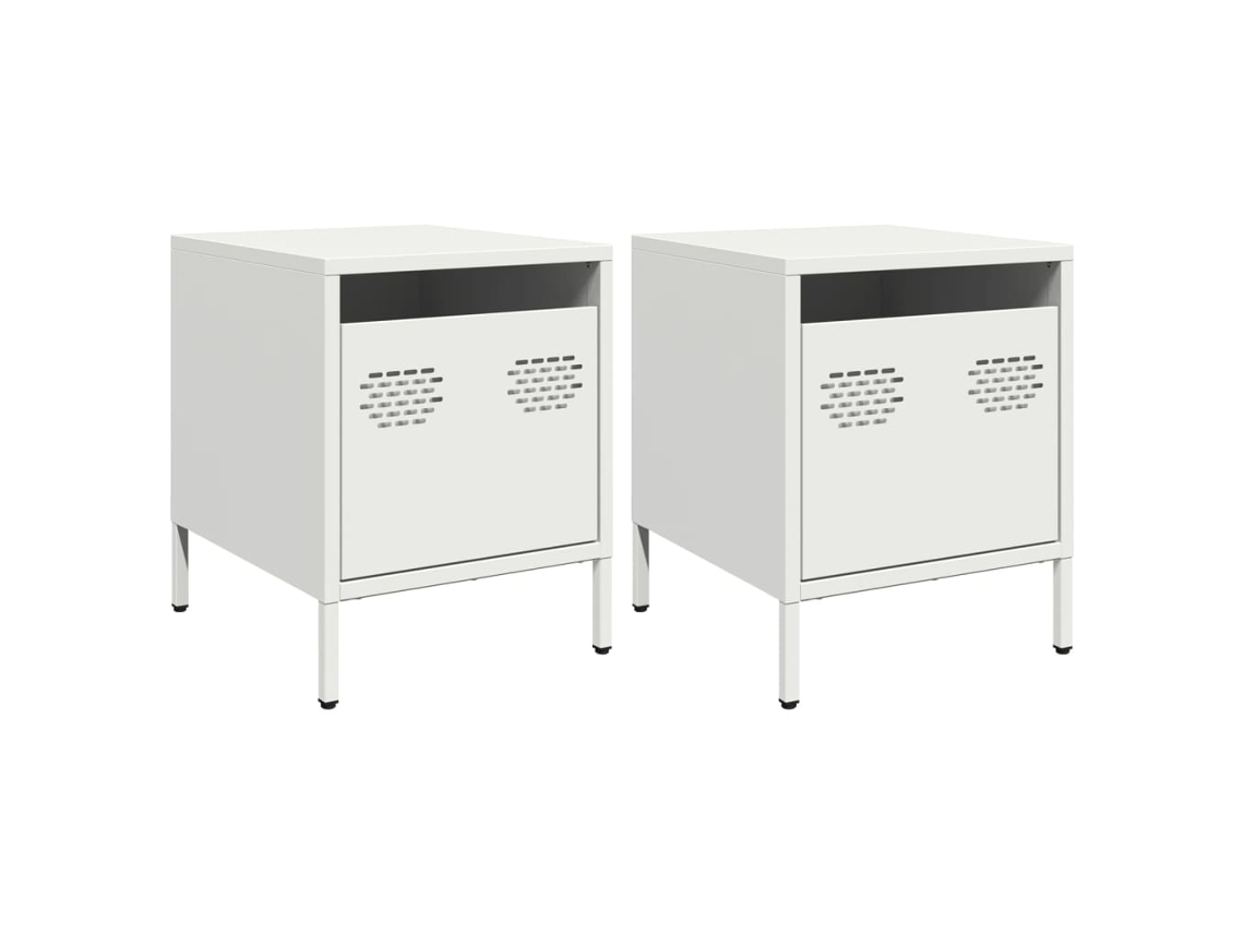 Maison Exclusive - Mesitas De Noche 2 Unidades Acero Blanco 35x39x43,5 Cm