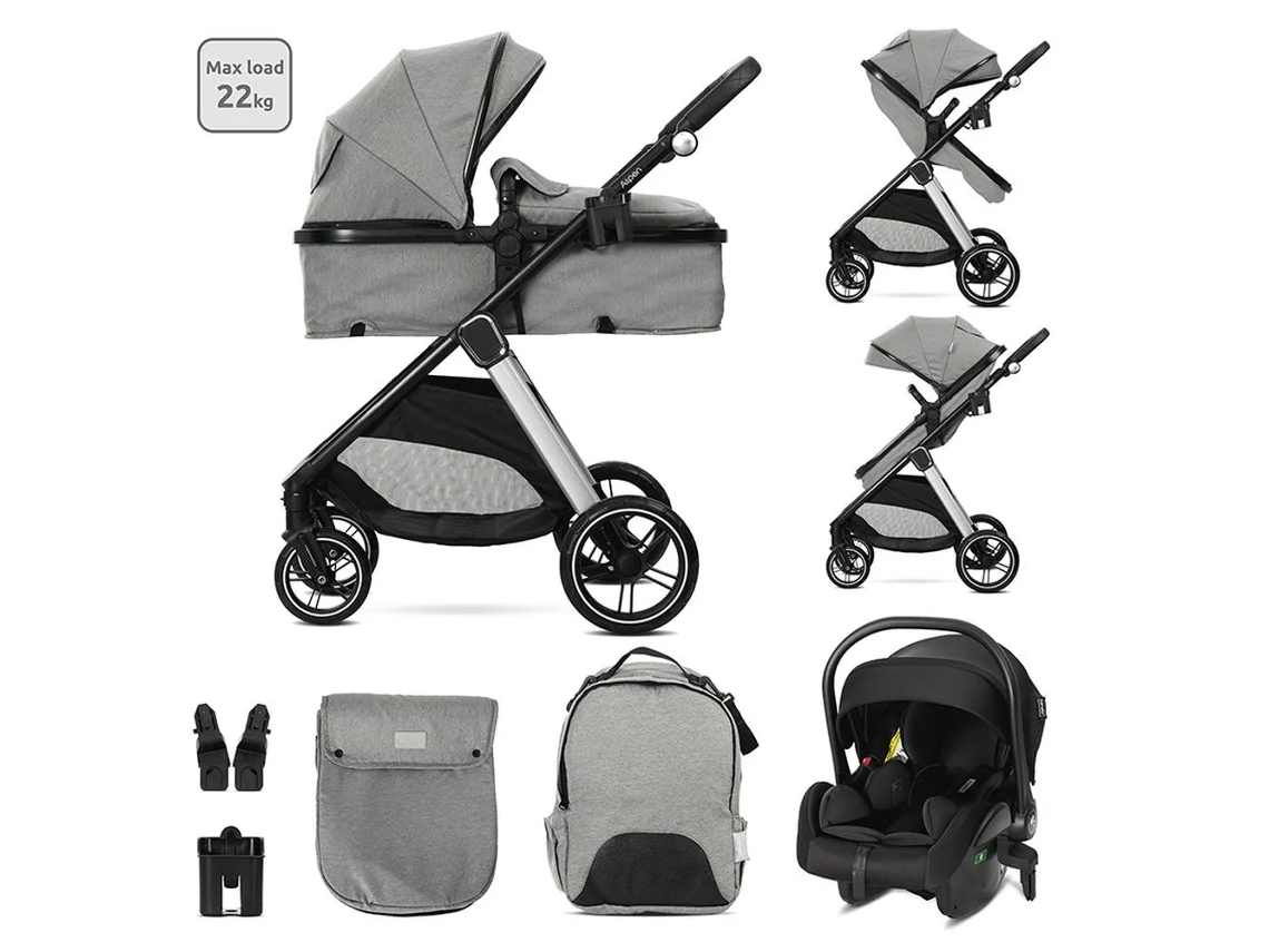 Carrito De Bebé Trio Convertible Aspen De Lorelli Hasta 22 Kg - Grey