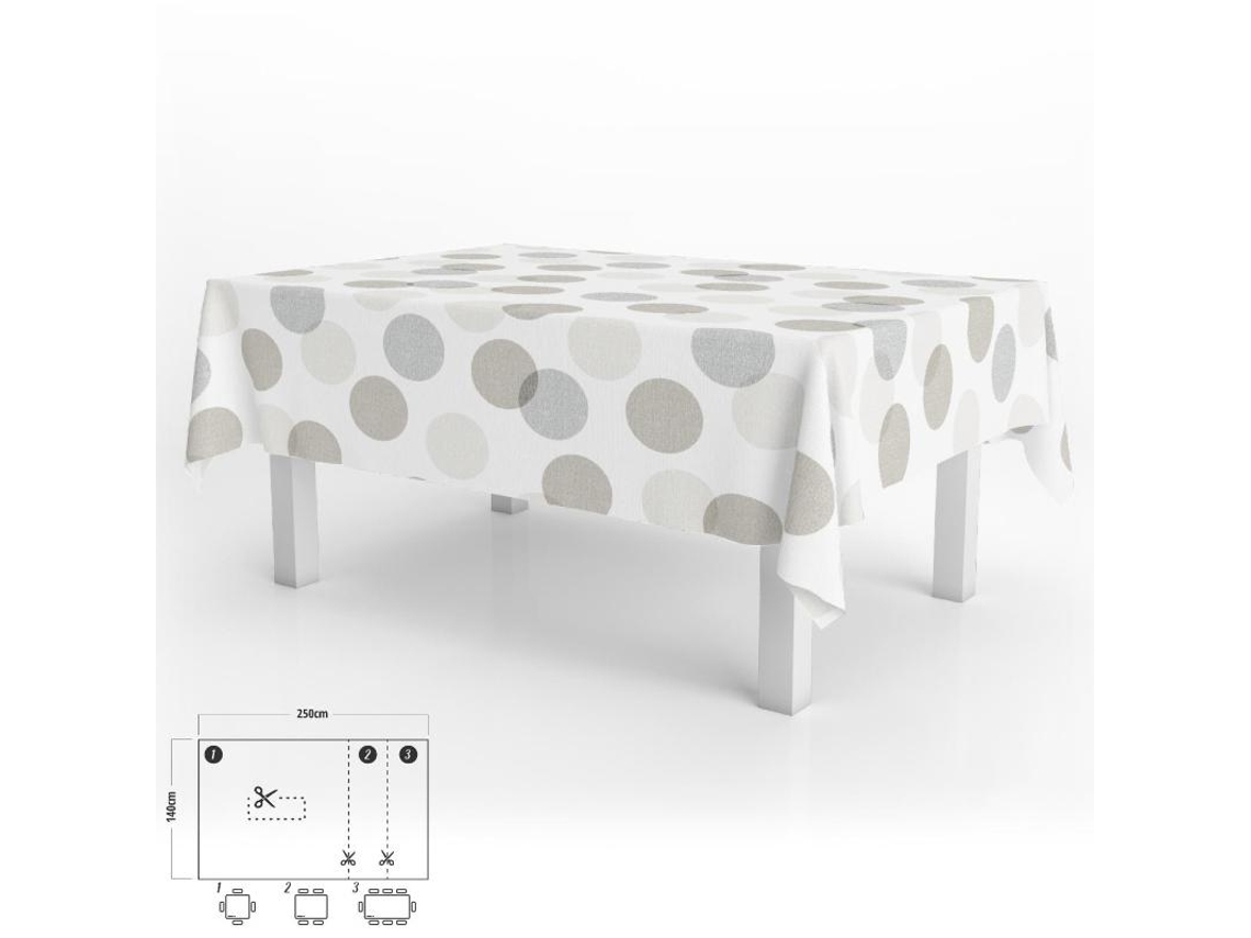 Mantel Hule Rectangular Circulos Beige Impermeable Antimanchas PVC 140x250 cm  Recortable Uso Interior y Exterior ORYX