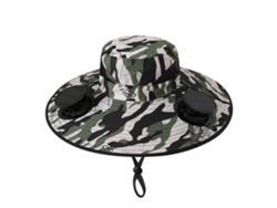 (camuflaje Redondeado Con Forma De Onda) Sombrero Con Ventilador Solar, Recargable, Parasol Para Pesca Al Aire Libre Y Protección Solar.