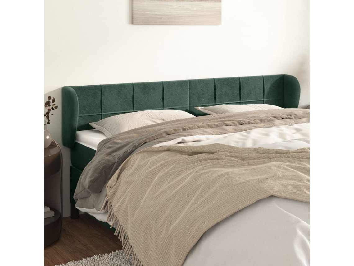 Cabecero De Terciopelo Verde Oscuro 203x23x78/88 Cm