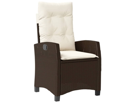 Sillón reclinable de jardín VIDAXL con cojines ratán sintético marrón