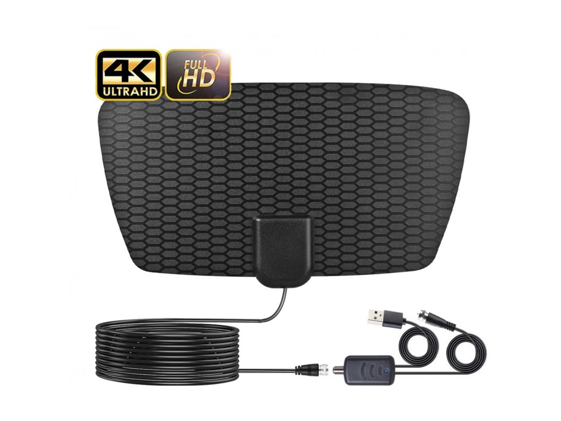 3600 Milhas Alcance 4K Tv Digital Receptor de Sinal Antena Hdtv Interna com Amplificador de Sinal de Reforço Preto