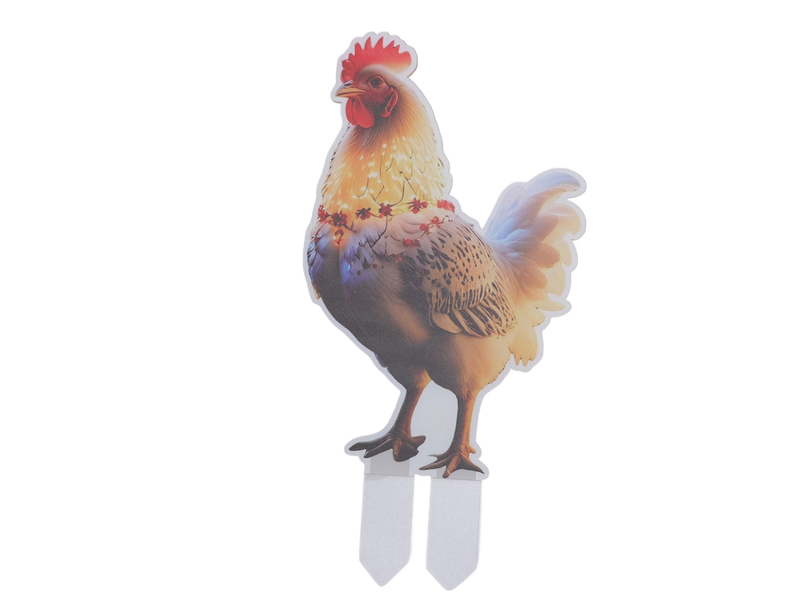 Señal De Gallina Navideña Para Jardín Con Poste Acrílico Resistente Al Agua Decoración Doble Cara Exterior 13x25.3cm