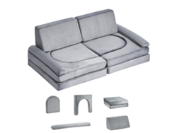 Sofá infantil modular convertible Succebuy con 10 piezas y brazos, gris