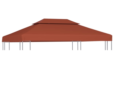 vidaXL Toldo de cenador 2 niveles terracota 310 g/m² 4x3 m