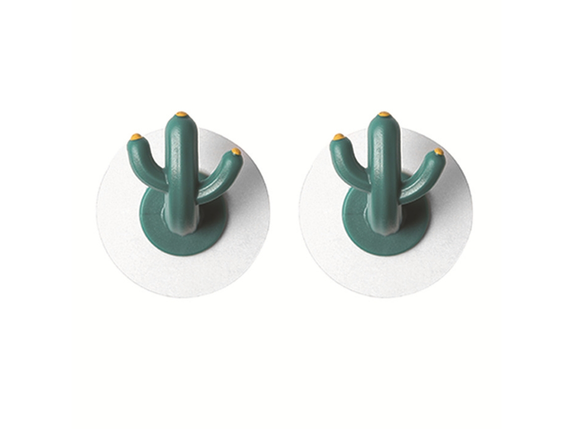 2 ganchos de cactus decorativos, adhesivos de pared resistentes para coche, llaves con forma de cactus