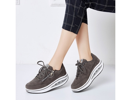 Zapatillas SLOWMOOSE Calzado deportivo de fitness para mujer estilo de cremallera con cordones de zapatilla de deporte de cuña (Talla: 7,5)