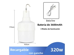 Luz Led Portátil , Luz de Emergência Recarregável Via Usb MDUG (320 W)