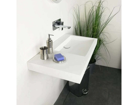 Lavabo De Pared Negro De 80 Cm En Solid Surface - Passoa Ii D AMBRA